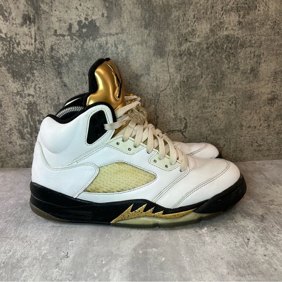 Nike Air Jordan 5 Retro 'Olympic Gold Medal' Sneakers Mens sz 8 - Picture 1 of 7